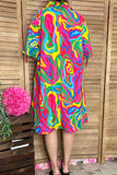Shop Women's dress Multi color pattern printed w/short sleeves & bow YMY15971 IS22