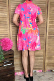 Women's dress w/floral bell short sleeve & side pockets GJQ15966 BS8