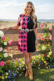 Western half pink plaid & horse riding & black women dress XCH14543 IS10/Afloor