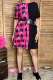 Western half pink plaid & horse riding & black women dress XCH14543 IS10/Afloor