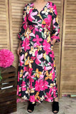 Floral long sleeve women's maxi dress with belt BQ16314 (AS4)