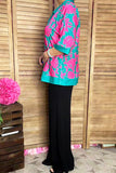 Southern Stitch Brand fuchsia floral printed 3/4 sleeves women top GJQ16460 IS5