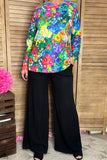 XCH15694 Multi color floral printed long sleeve women tops IF