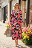 Floral long sleeve women's maxi dress with belt BQ16314 (AS4)