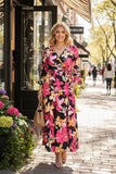 Floral long sleeve women's maxi dress with belt BQ16314 (AS4)