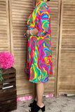 Shop Women's dress Multi color pattern printed w/short sleeves & bow YMY15971 IS22