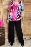Women's clothing bulk Multi color floral prints short sleeve lady's blouse BQ15950 IS9