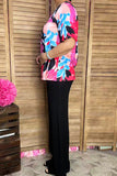 Women's clothing bulk Multi color floral prints short sleeve lady's blouse BQ15950 IS9