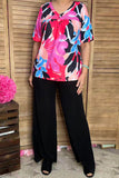 Women's clothing bulk Multi color floral prints short sleeve lady's blouse BQ15950 IS9