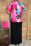 Women's clothing bulk Multi color floral prints short sleeve lady's blouse BQ15950 IS9