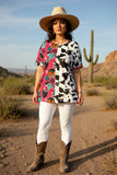 Half western & cow printed short sleeve women tunic XCH15112 (FS10)