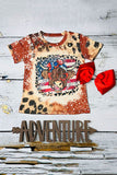 Shop summer girls t-shirt 4th July patriotic USA flag printed cow little girs t-shirt DLH1224-05