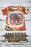 Shop summer girls t-shirt 4th July patriotic USA flag printed cow little girs t-shirt DLH1224-05