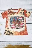 Shop summer girls t-shirt 4th July patriotic USA flag printed cow little girs t-shirt DLH1224-05