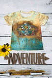 Girls boutique clothing wholesale cross & sunflower print short sleeve girls t-shirt DLH0923-07