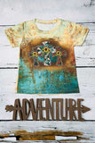 Girls boutique clothing wholesale cross & sunflower print short sleeve girls t-shirt DLH0923-07