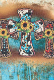 Girls boutique clothing wholesale cross & sunflower print short sleeve girls t-shirt DLH0923-07