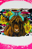 Western t-shirt wholesale Bleached hot pink cow w/sunflowers short sleeve shirt DLH1224-02