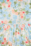 Light blue & peach floral print baby onesie w/matching headband DLH1224-07 (A13S2)