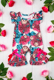 Pink smiley faces & leopard printed baby romper DLH1124-11