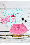 Western SODA Bubbly blue top pink distressed shorts girls boutique set DLH2341 (A3S4)