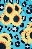 Western turquoise leopard & sunflower girl's boutique dress XCH0888-15H (A1S1)