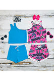 DLH2401 Mix & match pink "COWGIRL" & turquoise sleeveless sets (2 sets bundle)