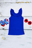 Chic Royal blue ruffle sleeveless boutique girls tank top DLH2449 (A7S9)