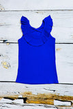 Chic Royal blue ruffle sleeveless boutique girls tank top DLH2449 (A7S9)