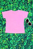 Western pink basic short sleeves girls boutique top DLH2501 (A7S9)