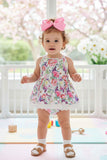 Pink & purple floral print baby romper dress XCH0999-4H