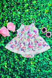 Pink & purple floral print baby romper dress XCH0999-4H