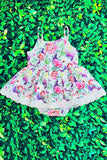 Pink & purple floral print baby romper dress XCH0999-4H