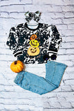 Western cow printHalloween long sleeve girls boutique top DLH0821-5 (A7S6)