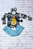 Western cow printHalloween long sleeve girls boutique top DLH0821-5 (A7S6)