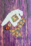 XCH0010-12H Cowboy pumpkin, checkers & pumpkin girls clothing sets wholesale (9S5)