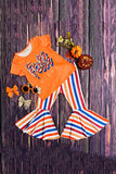 "FALL VIBES" orange & stripes 2pc set XCH0333-26H 9S3