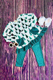 Hunter green trees & polka dots 2pc ruffle set XCH0015-24H A3S5