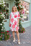 Wholesale High-low style floral printed short sleeves women dresses YMY13143 AS11