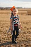 Western cheetah open style girls boutique cardigan with tassels XCH0001-1H (A12S5)
