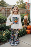 Western "hello fall" pumpkin top & cow pant halloween girls boutique set XCH0010-11H 9S4/7S9