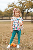 Halloween hunter green w/polka dots & pumpkin girls boutique set XCH0010-19H 9S5