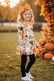 Halloween "BOO" rainbows, ghost, bats, & pumpkins girls boutique set XCH0010-3H 9S4