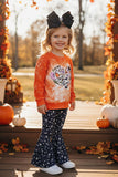 Halloween bleached sweatshirt bell bottom girls boutique set XCH0010-5H (9S7)