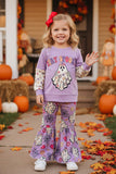 Halloween STAY SPOOKY purple ghost girls boutique set XCH0010-7H (9S6)