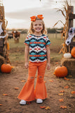 Western aztec top & orange jeans girls boutique set XCH0012-2H 206014M 13S4/12S2