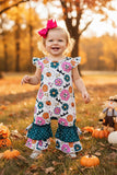 Halloween pumpkin & skull flower baby boutique onesies XCH0012-2H 13S4/12S2