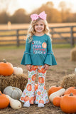 Halloween "LITTLE MISS PUMPKIN SPICE" green girls boutique set XCH0013-16H 9S5