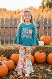 Halloween "LITTLE MISS PUMPKIN SPICE" green girls boutique set XCH0013-16H 9S5