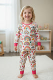 Western rainbow prints top & pant boutique girls pajamas sets XCH0013-1H (A1S7)